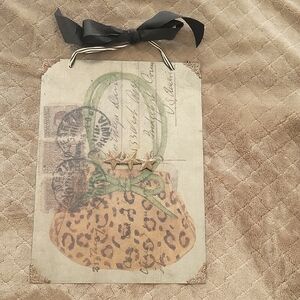 Leopard Print Wall Hanging with Black Ribbon